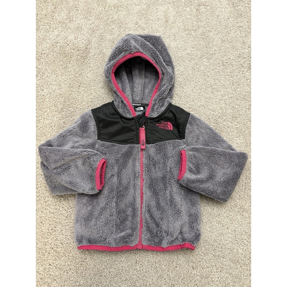 North Face Oso Hooded Full Zip Jacket Metallic Silver/Cabaret Pink Size 2T